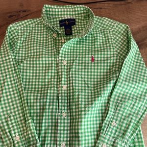 Ralph Lauren. kids, long sleeve plaid button down-shirt size 6